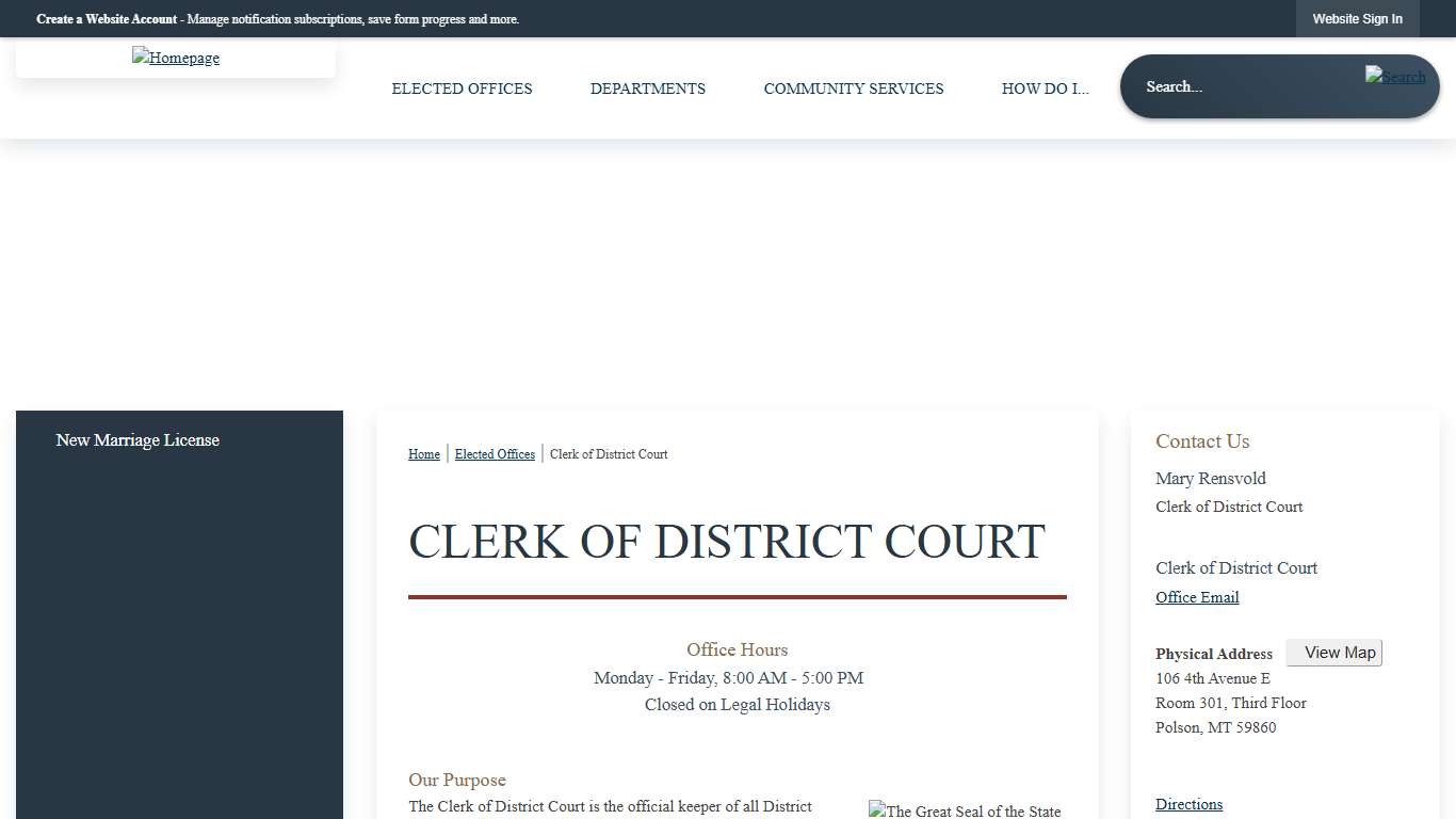 Clerk of District Court | Lake County, MT